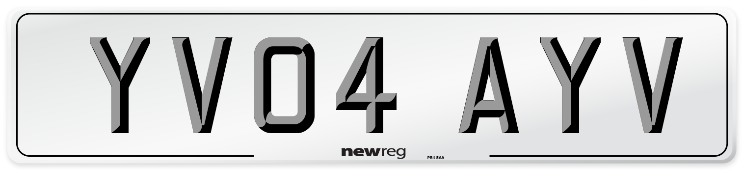 YV04 AYV Number Plate from New Reg